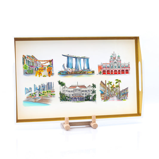 White Lacquer Tray - Iconic Sights