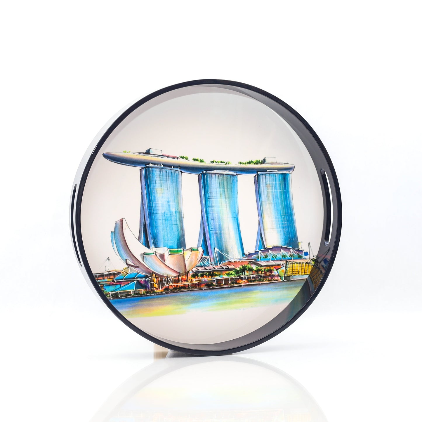 Navy Lacquer Round Tray - Marina Bay Sands