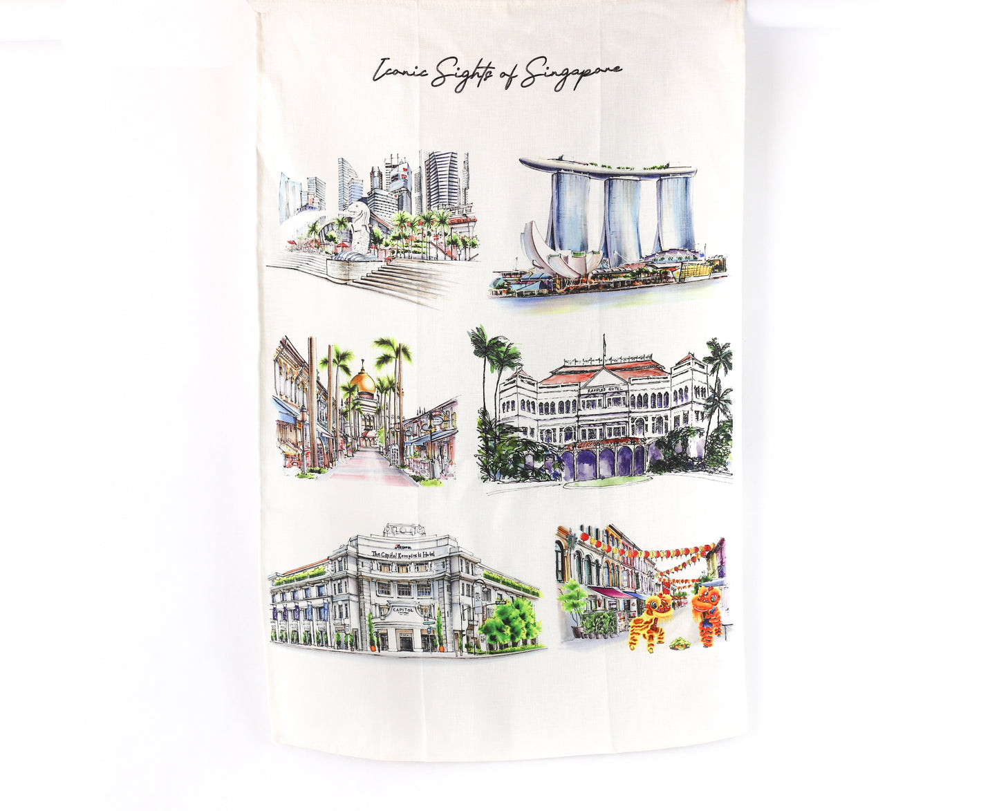 Organic Cotton White Tea Towel | Iconic Sights