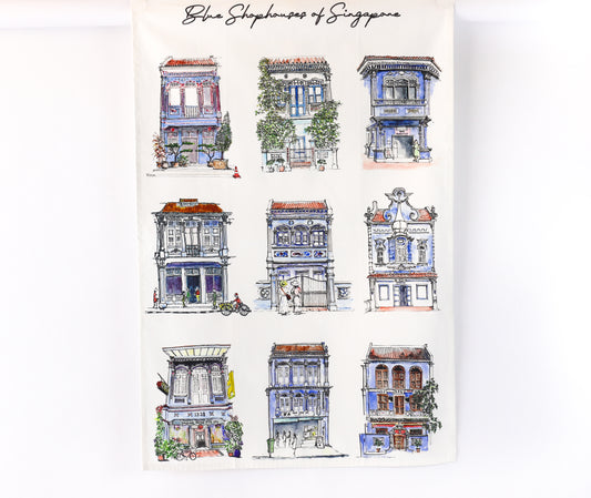 Organic Cotton White Tea Towel | Blue Shophouses