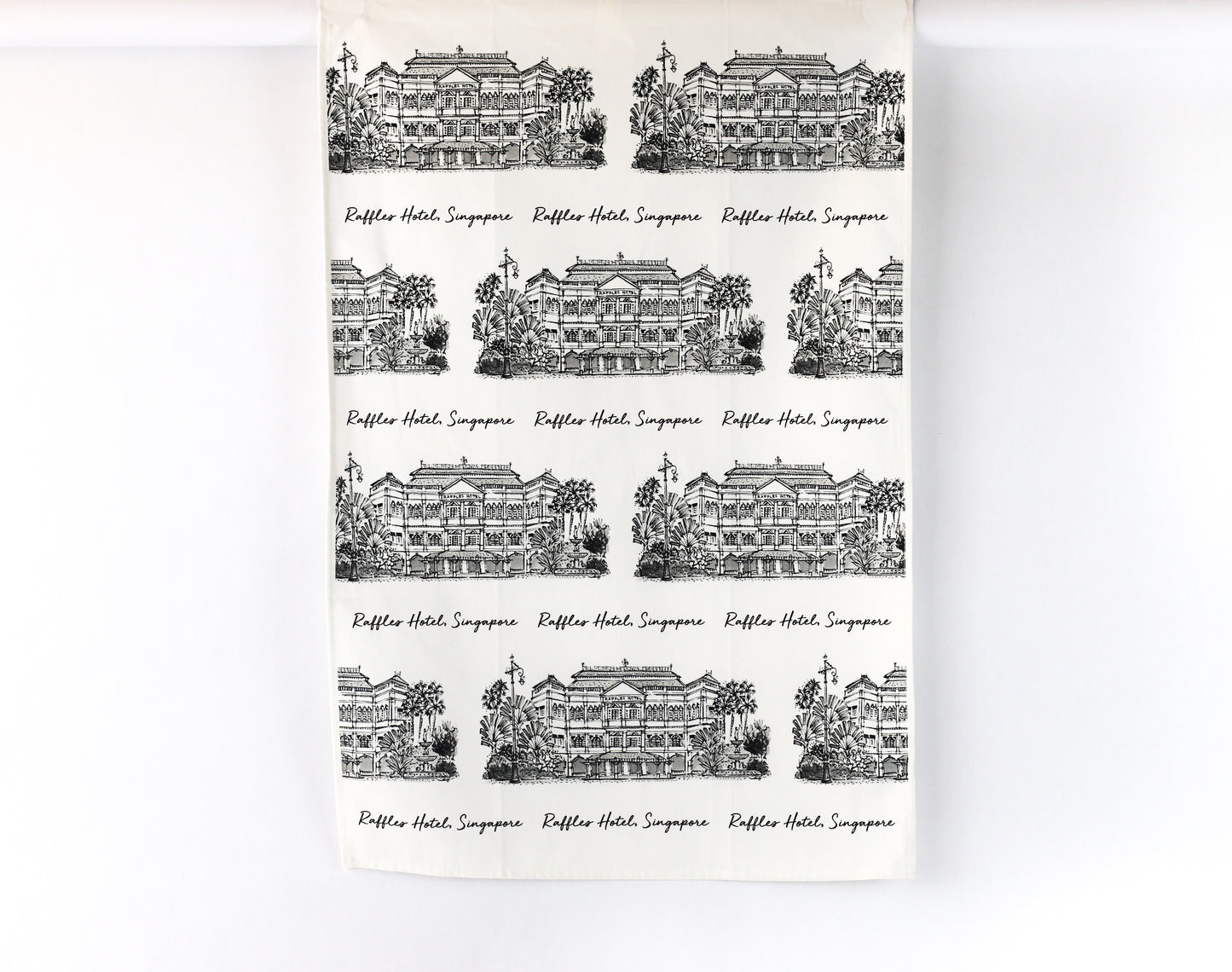 Organic Cotton Tea Towel | Black & White | Raffles Hotel