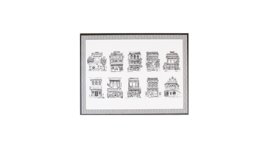 Cork Backing B&W Shophouses Placemats | Set of 4