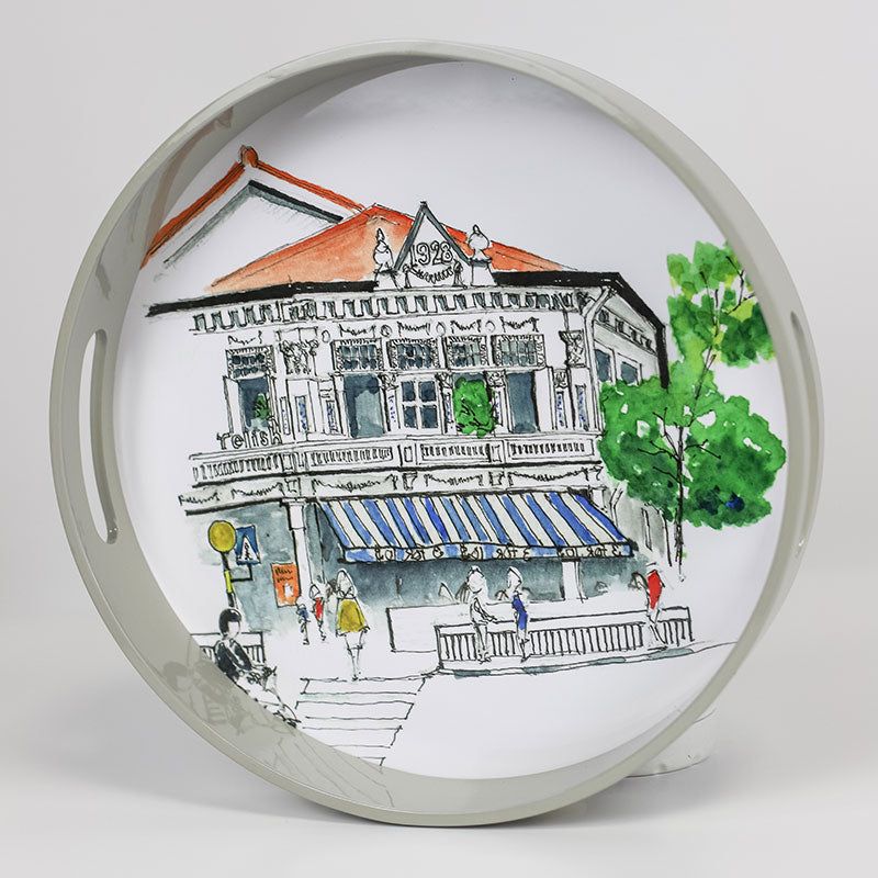Singapore Themed Lacquer Round Tray - Cluny Court