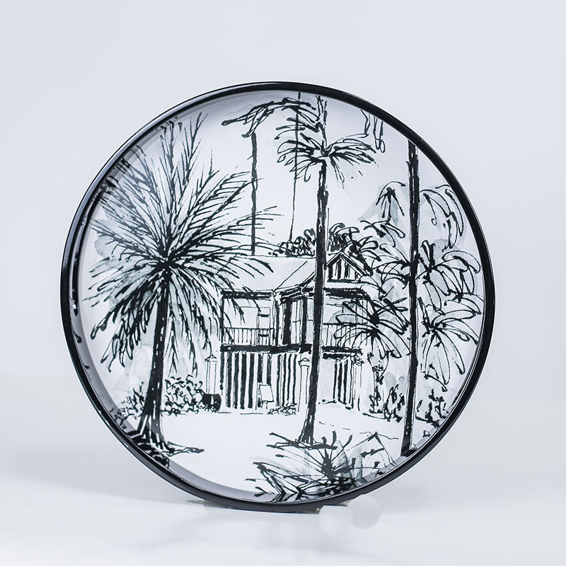 Singapore Themed Lacquer Round Tray- Corner House