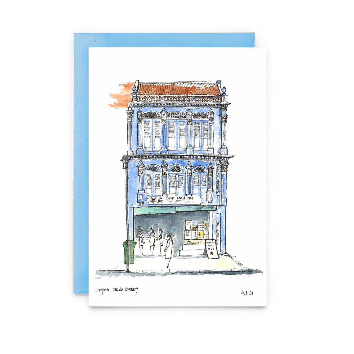 Pack of 6 | Singapore Blue Shophouses