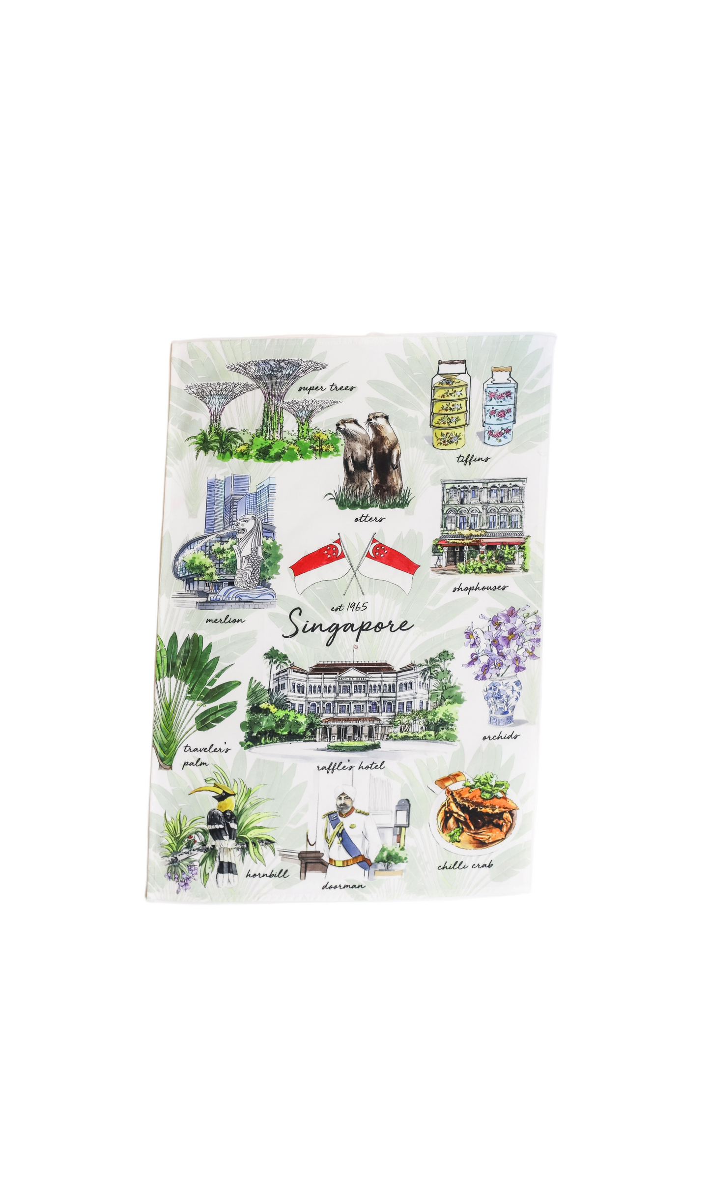 Organic Cotton White Tea Towel | Uniquely Singapore