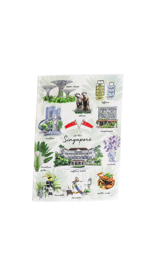 Organic Cotton White Tea Towel | Uniquely Singapore