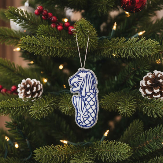 Ornament [Embroidery] - Merlion (blue)