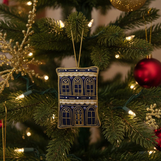 Ornament [Embroidery] - Shophouse (Navy Blue)