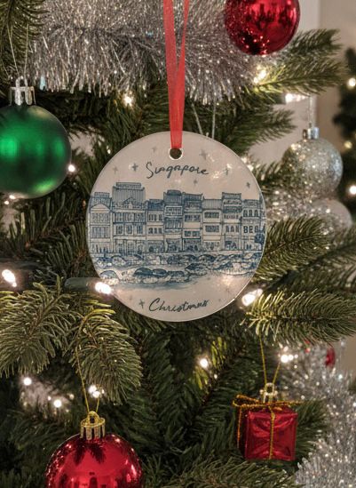 Christmas Ornament [B&W Glass] |Boat Quay