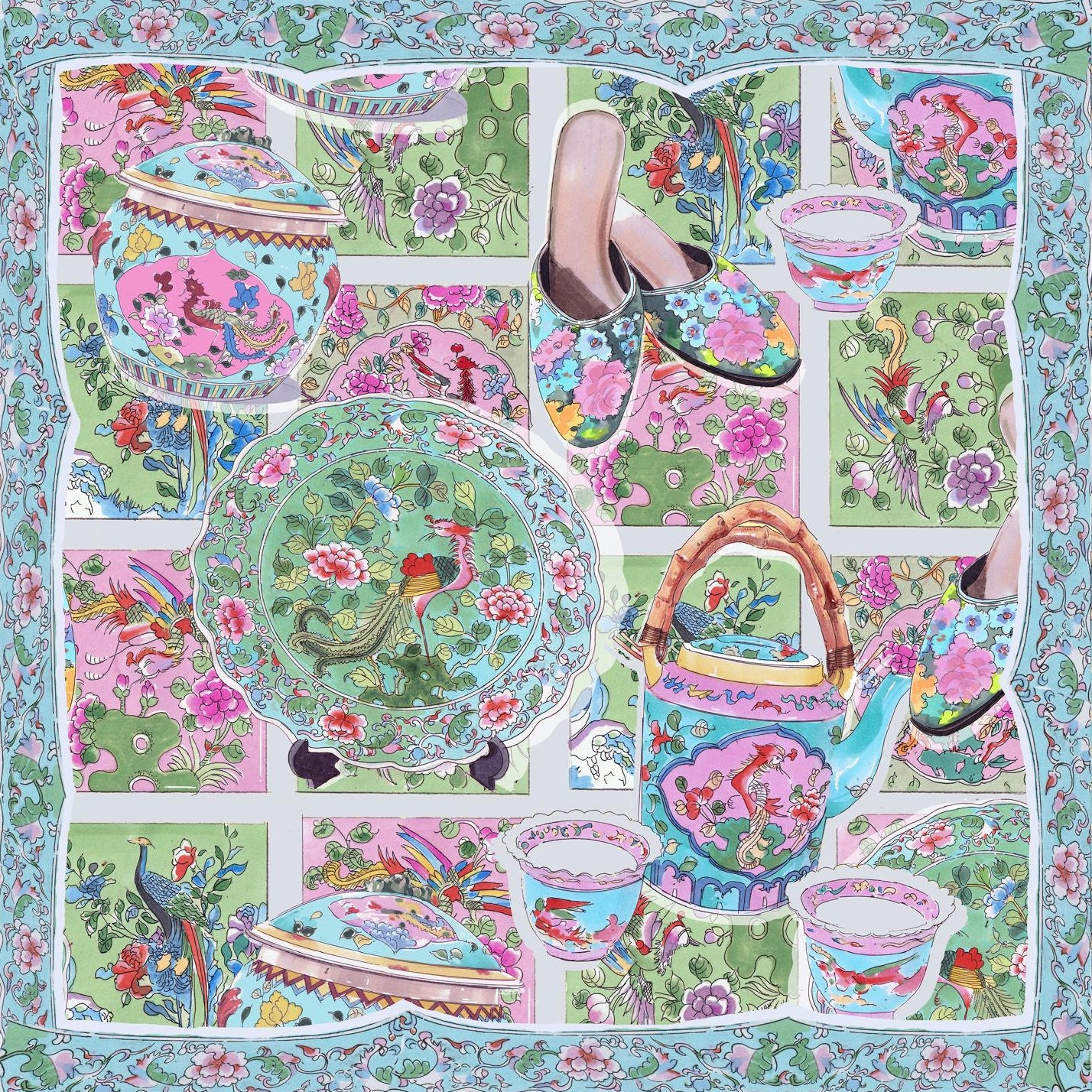 Peranakan Silk Scarf