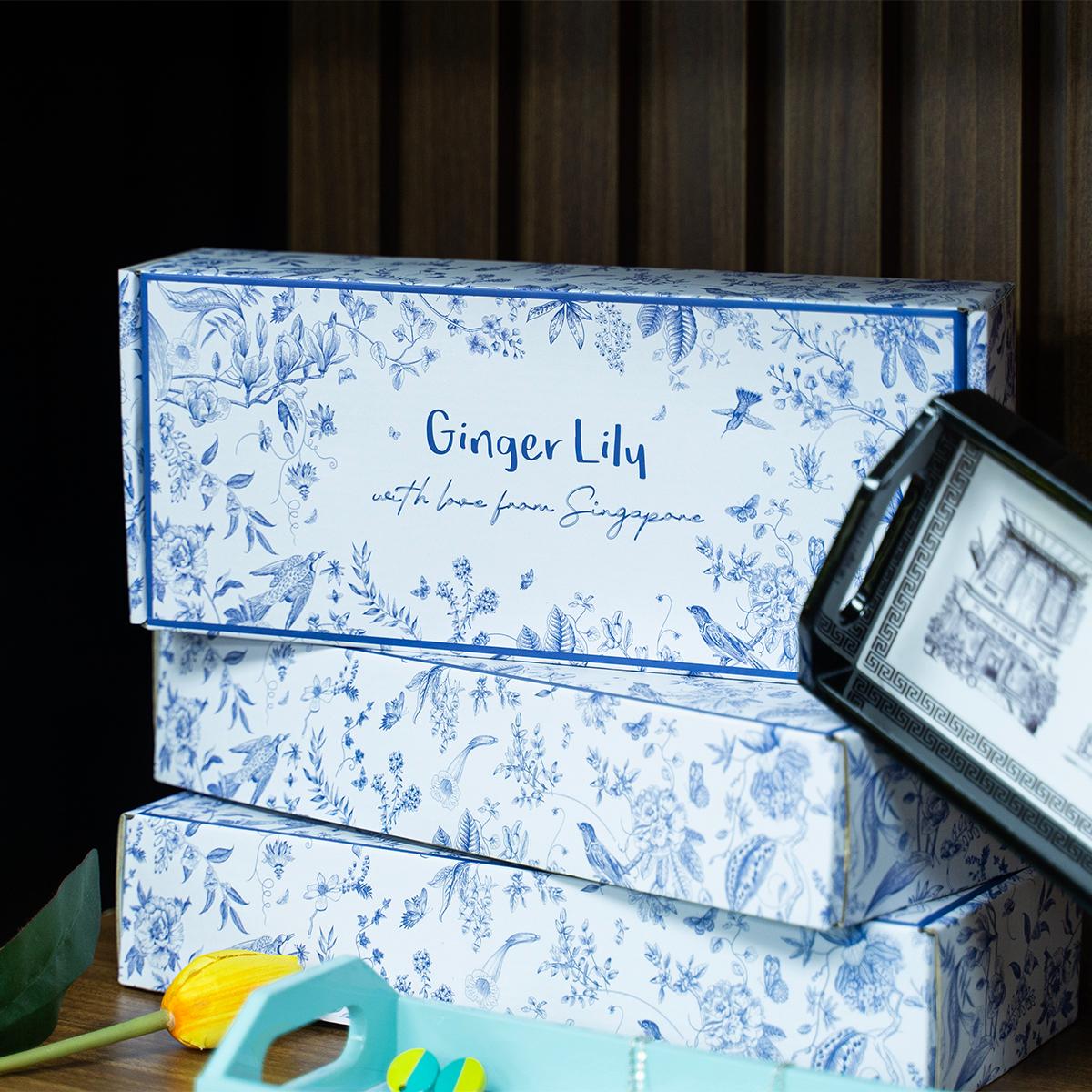 Black Oblong Lacquer Tray - B&W Shophouses