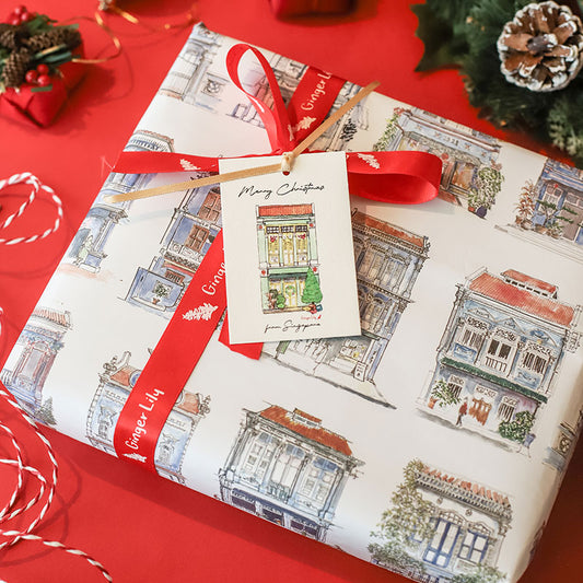 Wrapping Paper | Blue | Turquoise Shophouses