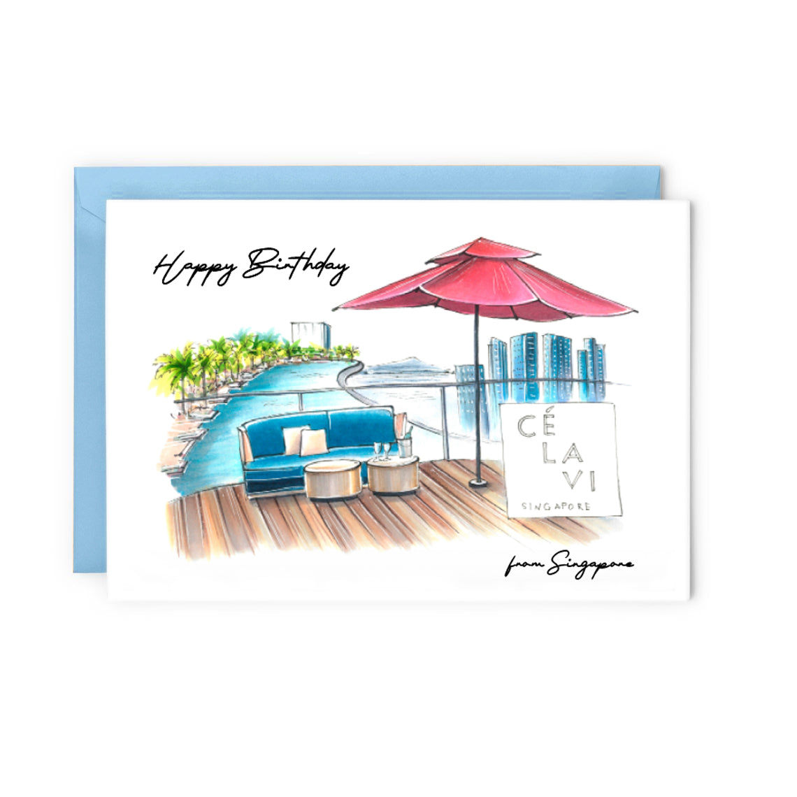 Pack of 5 | Singapore Themed Birthday Cards