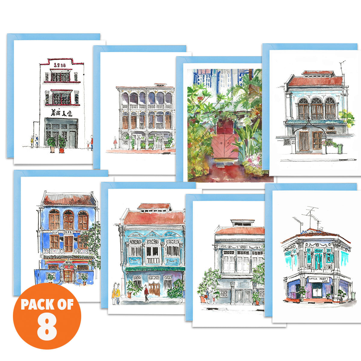 Pack of 8 | Singapore Joo Chiat Shophouses 2021/2022