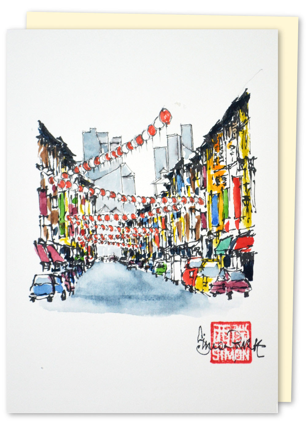 China Town Chinese New Year Lanterns - Greeting Card